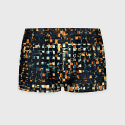 Мужские трусы Тёмный синий с оранжевым кубики абстракция