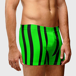 Трусы-боксеры мужские Color black and green stripes, цвет: 3D-принт — фото 2