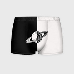Трусы-боксеры мужские Сатурн черно-белый, цвет: 3D-принт