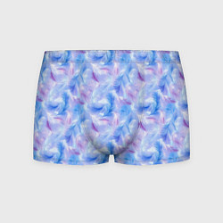 Трусы-боксеры мужские Узор из голубых и сиреневых перьев, цвет: 3D-принт