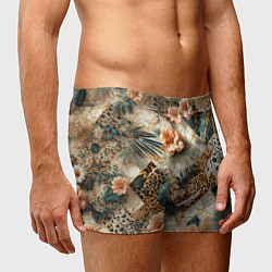 Трусы-боксеры мужские Цветы на кусках мрамора и леопардовом узоре, цвет: 3D-принт — фото 2