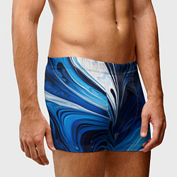 Трусы-боксеры мужские Бело синяя абстракция, цвет: 3D-принт — фото 2