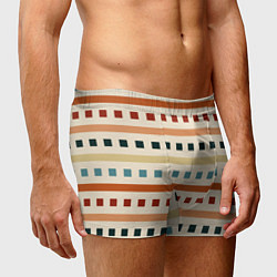 Трусы-боксеры мужские Пиксели и полосы орнамент осенний рябиновый, цвет: 3D-принт — фото 2
