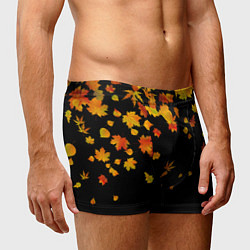 Трусы-боксеры мужские Осенние листья на черном, цвет: 3D-принт — фото 2