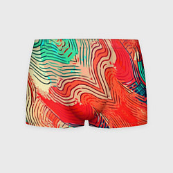 Мужские трусы Красно-зелёный полосатая абстракция