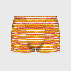 Трусы-боксеры мужские Этнические треугольники паттерн желтый с розовым, цвет: 3D-принт