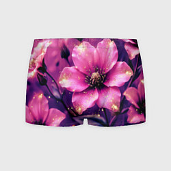 Трусы-боксеры мужские Волшебный розовый цветок с искрами, цвет: 3D-принт