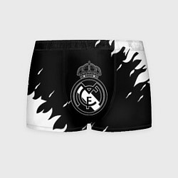 Трусы-боксеры мужские Реал Мадрид белый огонь, цвет: 3D-принт