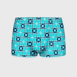 Трусы-боксеры мужские Абстрактная решетка на бирюзовом, цвет: 3D-принт