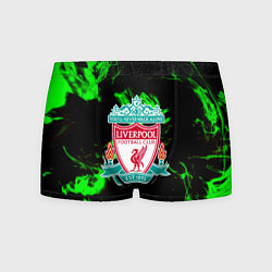 Трусы-боксеры мужские Liverpool зеленый огонь текстура, цвет: 3D-принт