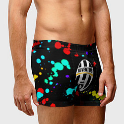 Трусы-боксеры мужские Ювентус брызги красок неон, цвет: 3D-принт — фото 2
