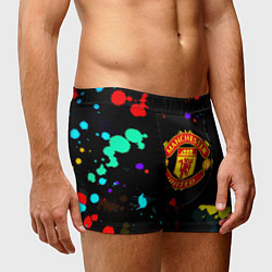Трусы-боксеры мужские Манчестер Юнайтед краски неон, цвет: 3D-принт — фото 2