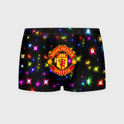 Трусы-боксеры мужские Манчестер Юнайтед праздничные огни, цвет: 3D-принт