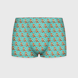 Трусы-боксеры мужские Лисица среди листьев и цветов паттерн, цвет: 3D-принт