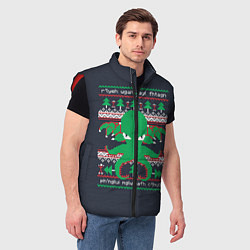 Мужской жилет Новогодний свитер Ктулху, цвет: 3D-красный — фото 2
