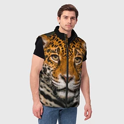 Мужской жилет Взгляд ягуара, цвет: 3D-черный — фото 2