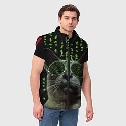 Мужской жилет Кот в матрице, цвет: 3D-красный — фото 2