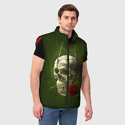 Мужской жилет Череп и роза, цвет: 3D-красный — фото 2