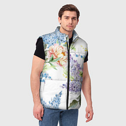 Мужской жилет Сирень и Пионы, цвет: 3D-черный — фото 2