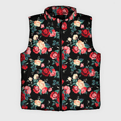 Мужской жилет Кустовые розы, цвет: 3D-черный