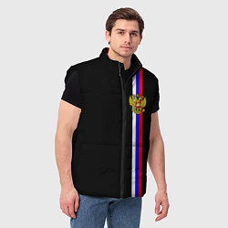 Мужской жилет Лента с гербом России, цвет: 3D-черный — фото 2