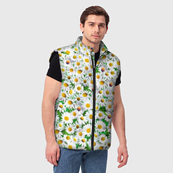 Мужской жилет Полевые ромашки, цвет: 3D-черный — фото 2