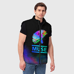 Мужской жилет Muse: Neon Flower, цвет: 3D-черный — фото 2