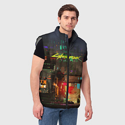 Мужской жилет Cyberpunk 2077: Night City, цвет: 3D-светло-серый — фото 2
