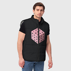Мужской жилет Black Pink Cube, цвет: 3D-светло-серый — фото 2