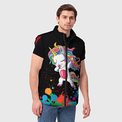 Мужской жилет Малыш-единорог, цвет: 3D-красный — фото 2