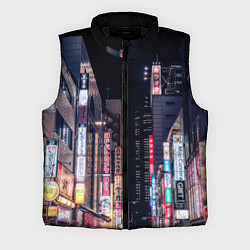 Мужской жилет Ночной Токио, цвет: 3D-черный