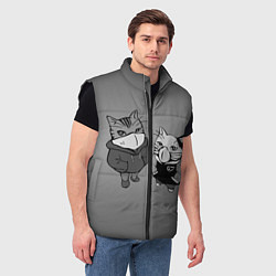 Мужской жилет Котики в масках, цвет: 3D-черный — фото 2