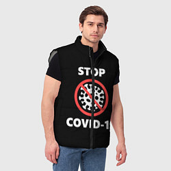 Мужской жилет STOP COVID-19, цвет: 3D-светло-серый — фото 2