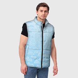 Мужской жилет Очень светлые голубые облака, цвет: 3D-черный — фото 2