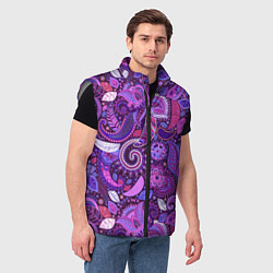 Мужской жилет Фиолетовый этнический дудлинг, цвет: 3D-светло-серый — фото 2