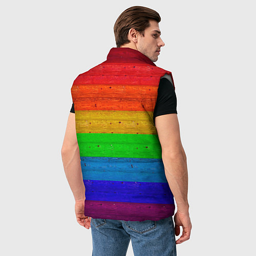 Мужской жилет Разноцветные доски радужный / 3D-Светло-серый – фото 4