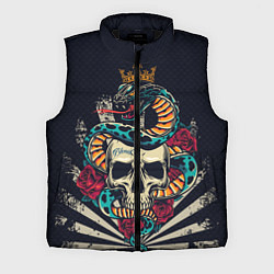 Мужской жилет Змея с короной на черепе