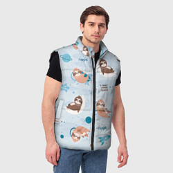 Мужской жилет Паттерн ленивец космос полет, цвет: 3D-черный — фото 2