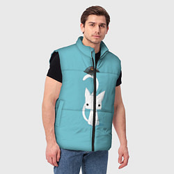 Мужской жилет Белый котик и воробушек, цвет: 3D-черный — фото 2
