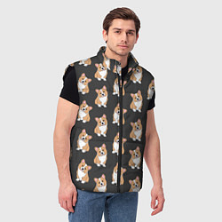 Мужской жилет Корги малыши, цвет: 3D-черный — фото 2