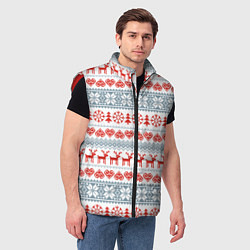 Мужской жилет Новогодний пиксельный узор, цвет: 3D-красный — фото 2