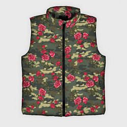Мужской жилет Камуфляж и розы, цвет: 3D-черный