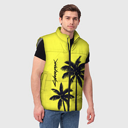 Мужской жилет Cyberpunk 2077 - Пальмы, цвет: 3D-светло-серый — фото 2