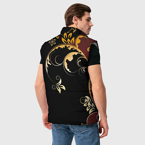 Мужской жилет Узор - Хохлома / 3D-Светло-серый – фото 4