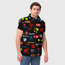 Мужской жилет Motorcycle pattern Мото паттерн Z, цвет: 3D-светло-серый — фото 2