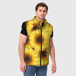 Мужской жилет Подсолнухи в поле, цвет: 3D-черный — фото 2