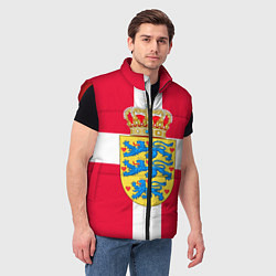 Мужской жилет Дания Герб и флаг Дании, цвет: 3D-красный — фото 2