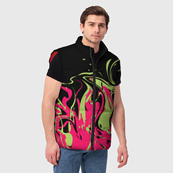Мужской жилет Черно малиновый абстрактный, цвет: 3D-красный — фото 2