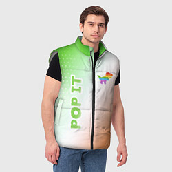 Мужской жилет Поп Ит - Динозавр - Абстракция, цвет: 3D-светло-серый — фото 2