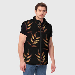 Мужской жилет Золотисто-красные листья, цвет: 3D-черный — фото 2